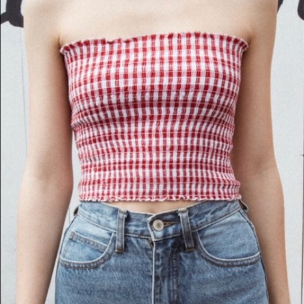 NEW!! red and white gingham tube top